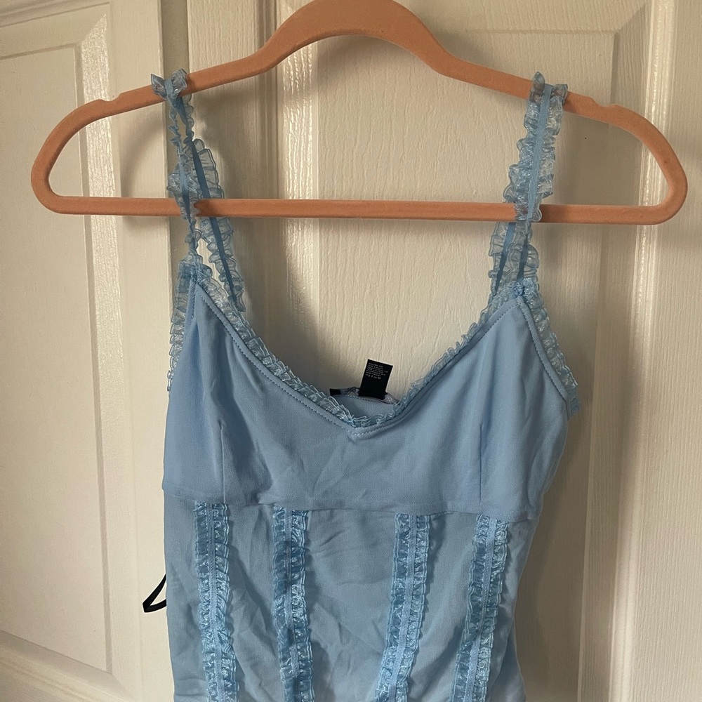 Forever 21 Light Blue Lace Trim Tank Top